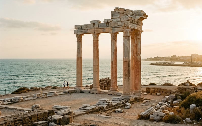 Historische Küste bei Side und Alanya mit familienfreundlichem Strand